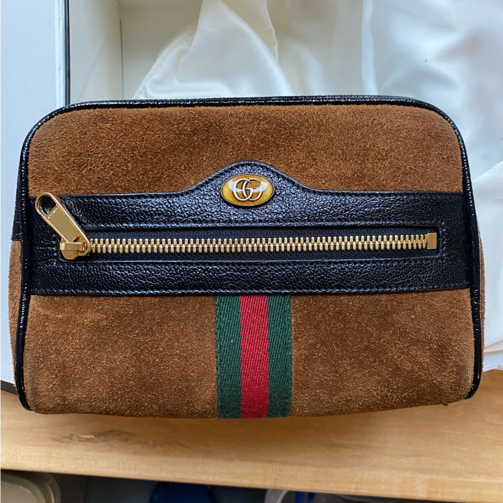 Gucci Ophelia felt bag in chestnut suede